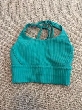 lululemon athletica Ribbed Teal longline energy bra size 2